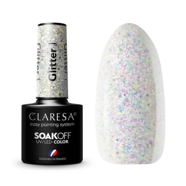 Claresa Lakier hybrydowy GLITTER 1 -5g