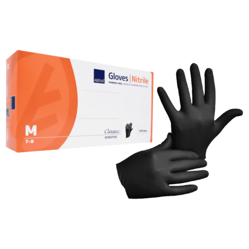 Rękawice nitrylowe bezpudrowe, czarne M – 100szt